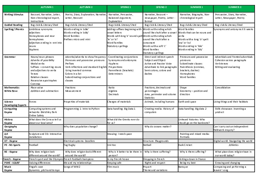 Year Term Plan Year 6 website