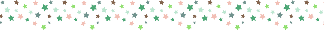 Banner of stars in green, brown and pink