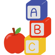 ABC blocks and apple